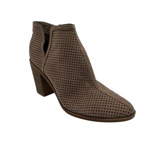 DV by Dolce Vita Taupe Perforated Faux Suede Ankle Booties